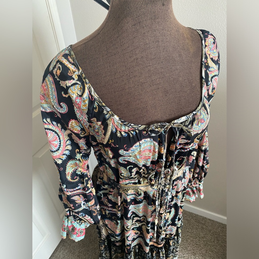 Karma Highway NWOT maxi dress, Boho, gypsy festival Paisley rich colors ruffle - Picture 4 of 16